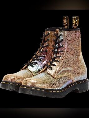 Doc Martens Iridescent Combat Boots - Women's Shimmer Lace-Up